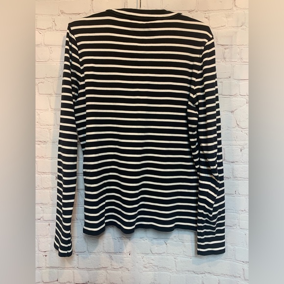 Veronica Beard Mayer Black and White Striped Silver Button Military Top XL - Picture 6 of 6